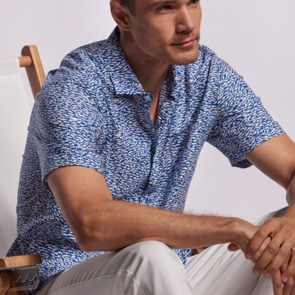 Tori Richard Shark Tank Short Sleeve 100% Cotton Button Shirt Made in Hawaii XS